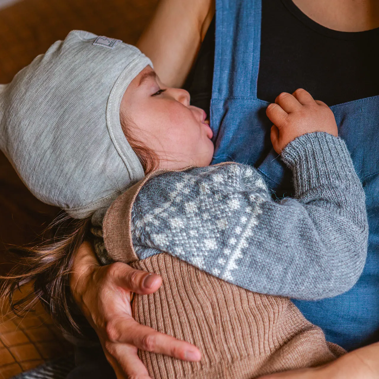 Alpine Cardigan - 100% Baby Alpaca - Grey/Cream (18m-8y)