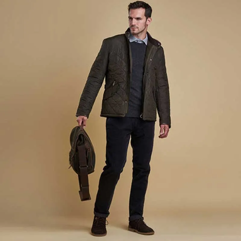 BARBOUR Powell Quilted Jacket with Fleece Lining - Mens - Olive