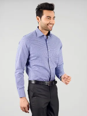 Blue & White Checked Slim Fit Evening Wear Shirt | Metal