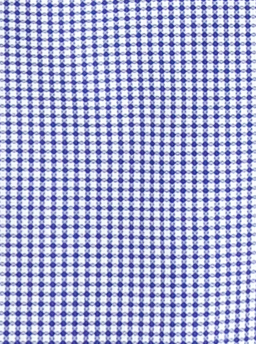 Blue & White Checked Slim Fit Evening Wear Shirt | Metal