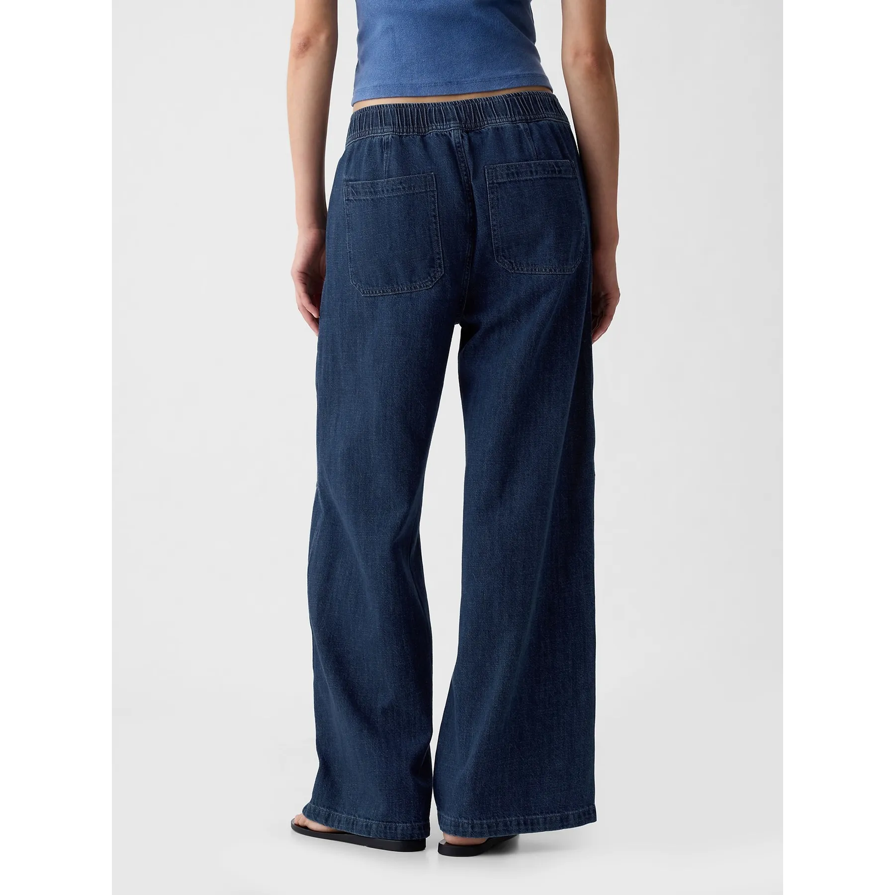 Blue High Waisted Wide Leg Utility Easy Jeans