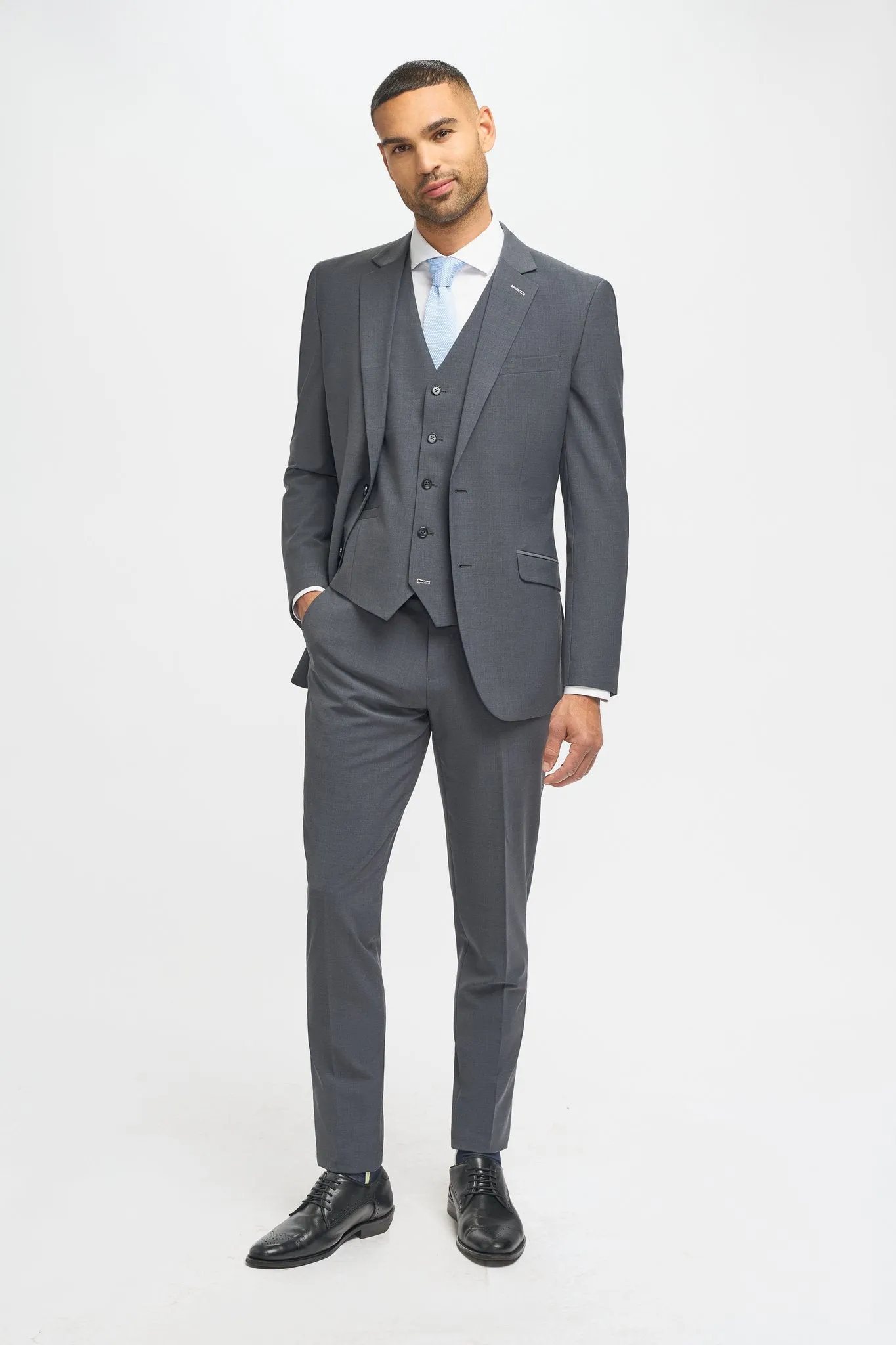 Bond Charcoal Three Piece Suit