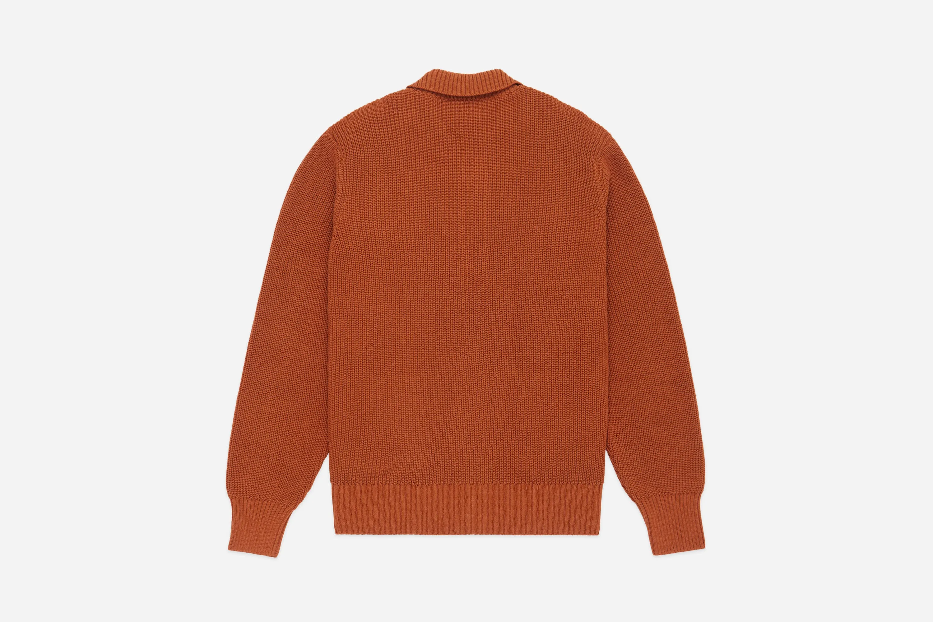 Cotton Collared Cardigan ~ Rust