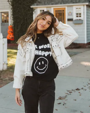 Don't Worry Be Happy Puff Ink Black Thrifted Tee