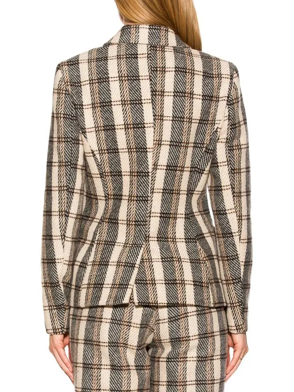 Double-breasted jacket in check Alexia Admor Brown plaid