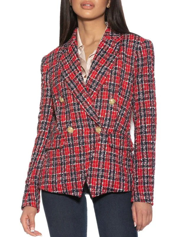 Double-breasted jacket in check Alexia Admor Brown plaid