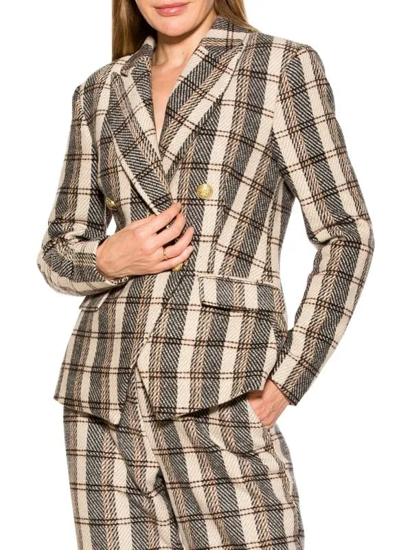 Double-breasted jacket in check Alexia Admor Brown plaid