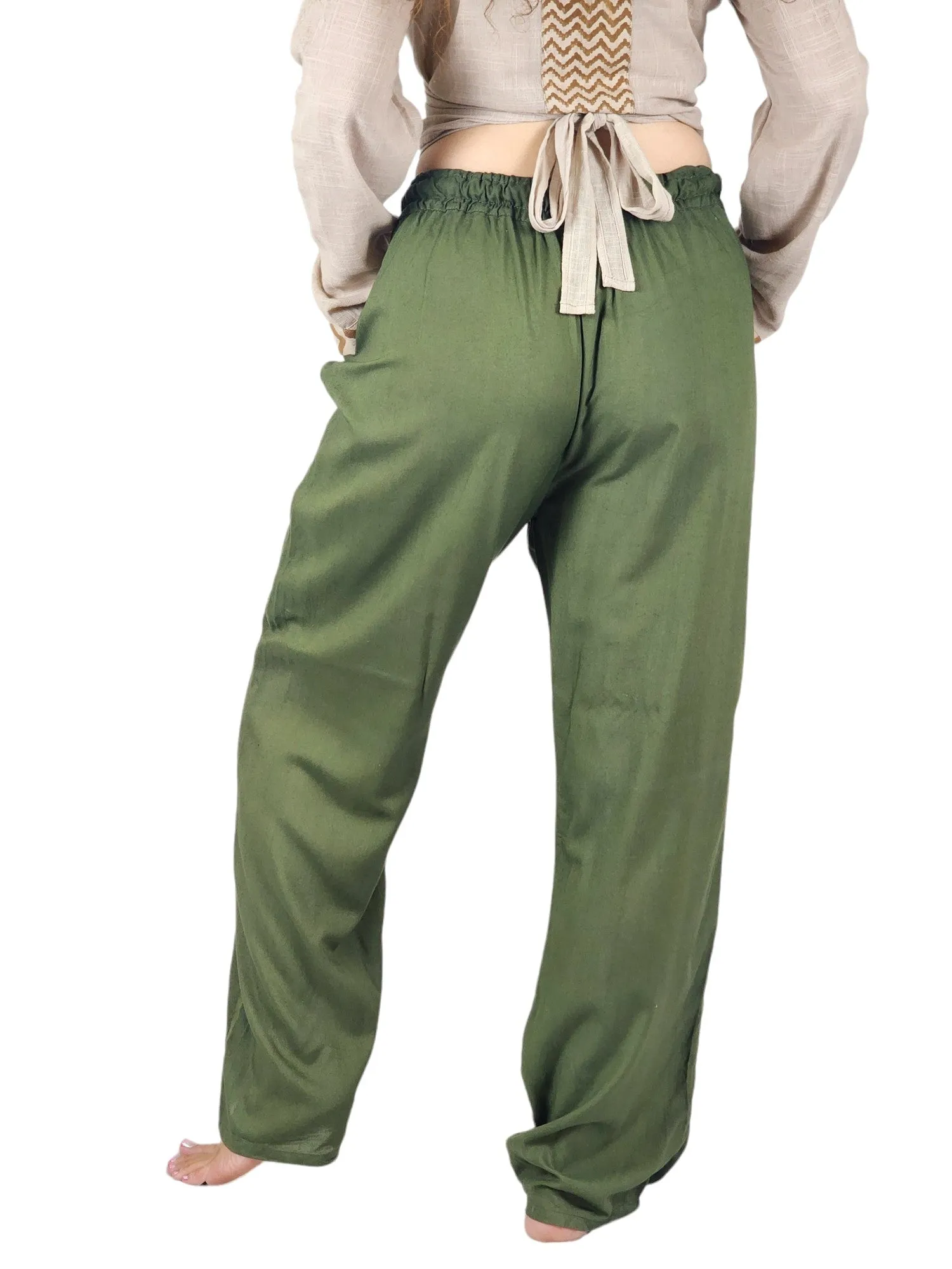 Forest Green Rayon Cotton Trousers