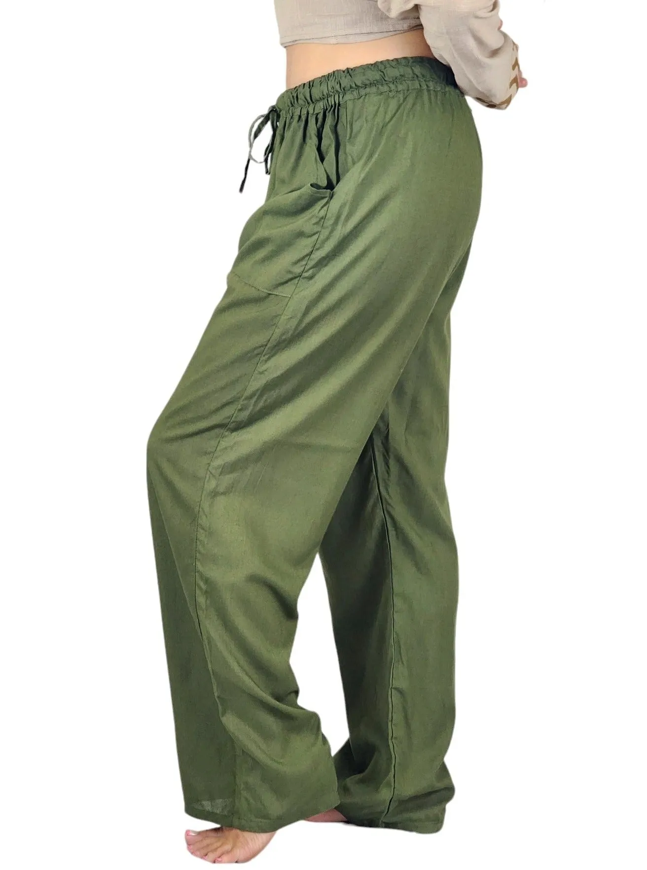 Forest Green Rayon Cotton Trousers