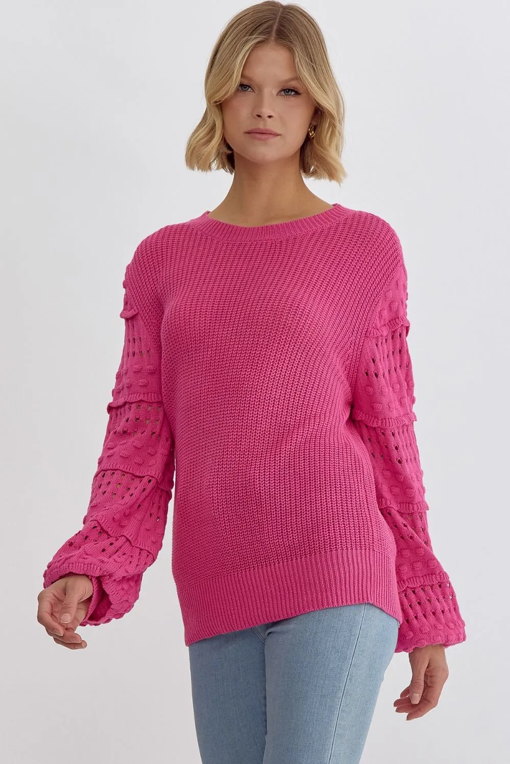 Love & Happiness Knit Sweater - Hot Pink