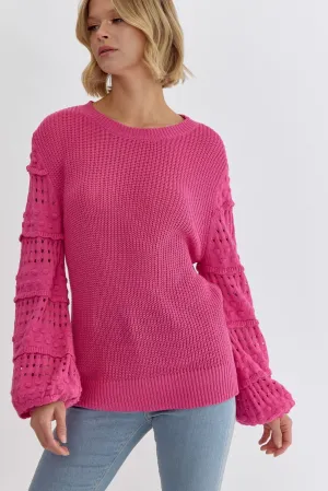 Love & Happiness Knit Sweater - Hot Pink