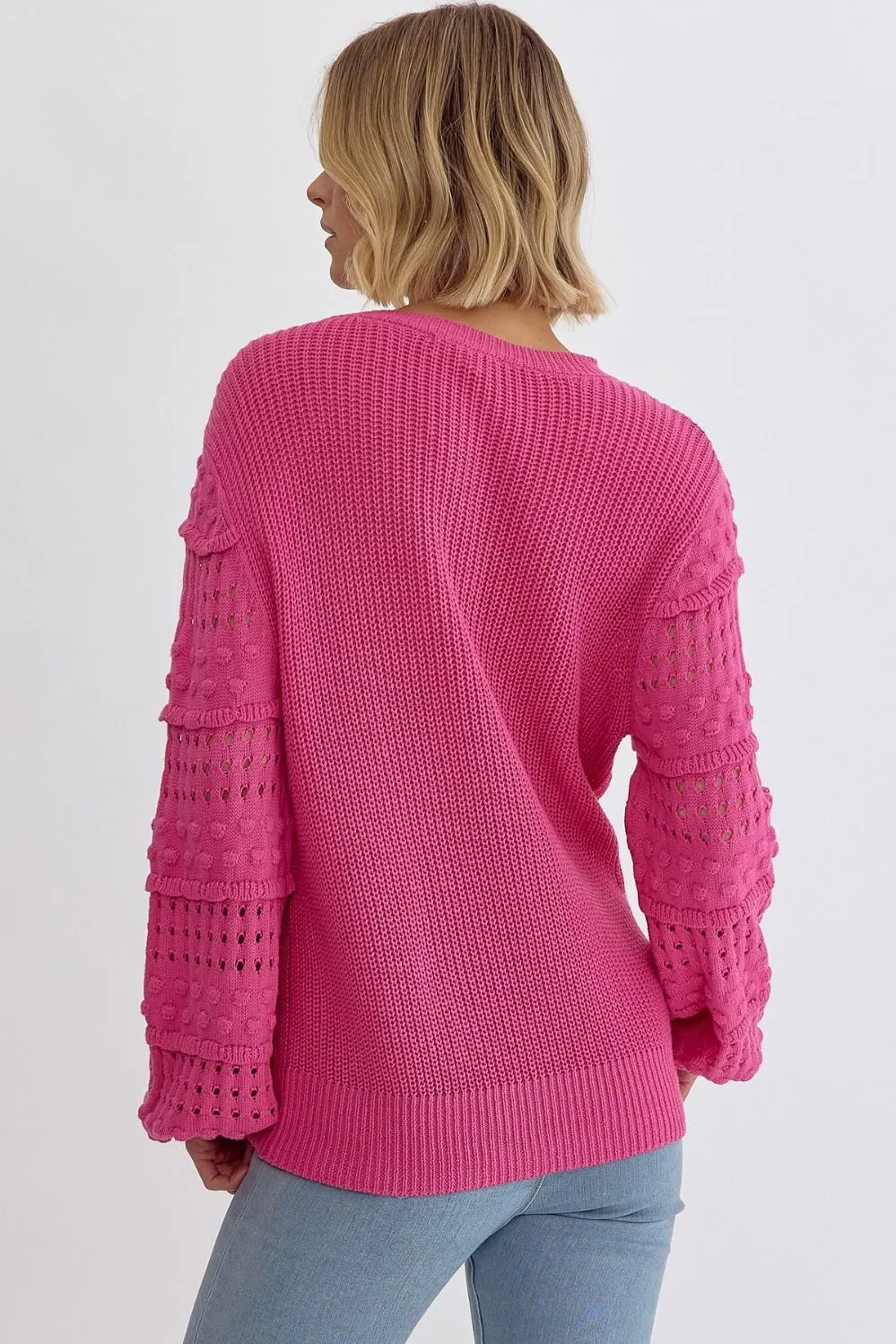 Love & Happiness Knit Sweater - Hot Pink