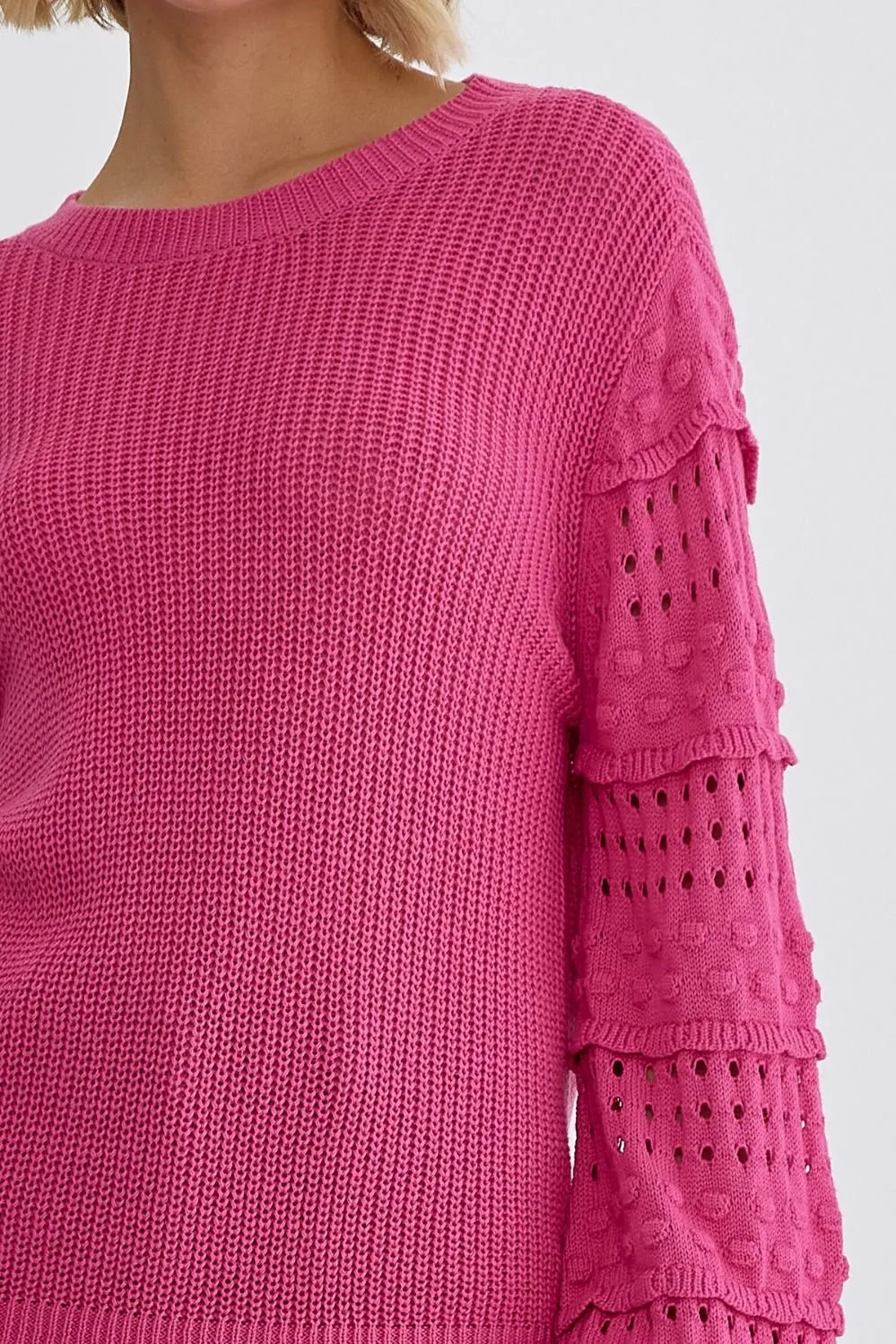 Love & Happiness Knit Sweater - Hot Pink