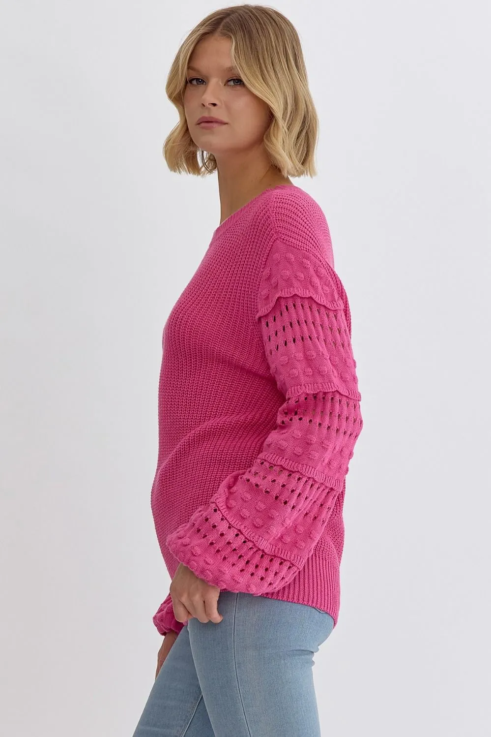 Love & Happiness Knit Sweater - Hot Pink