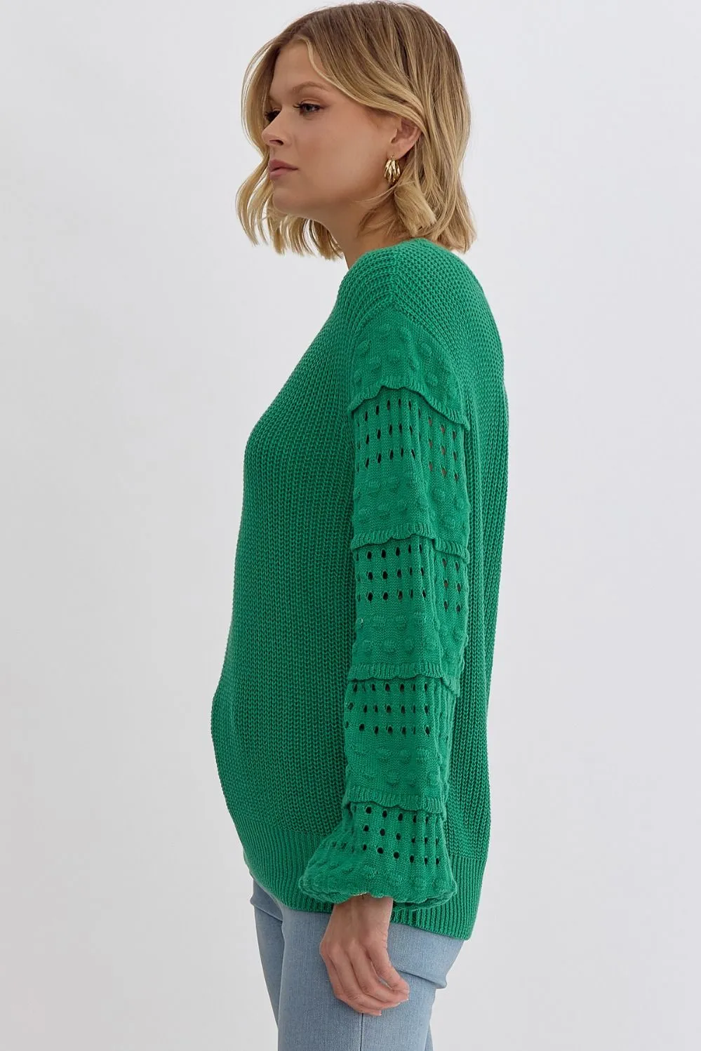 Love & Happiness Knit Sweater - Kelly Green