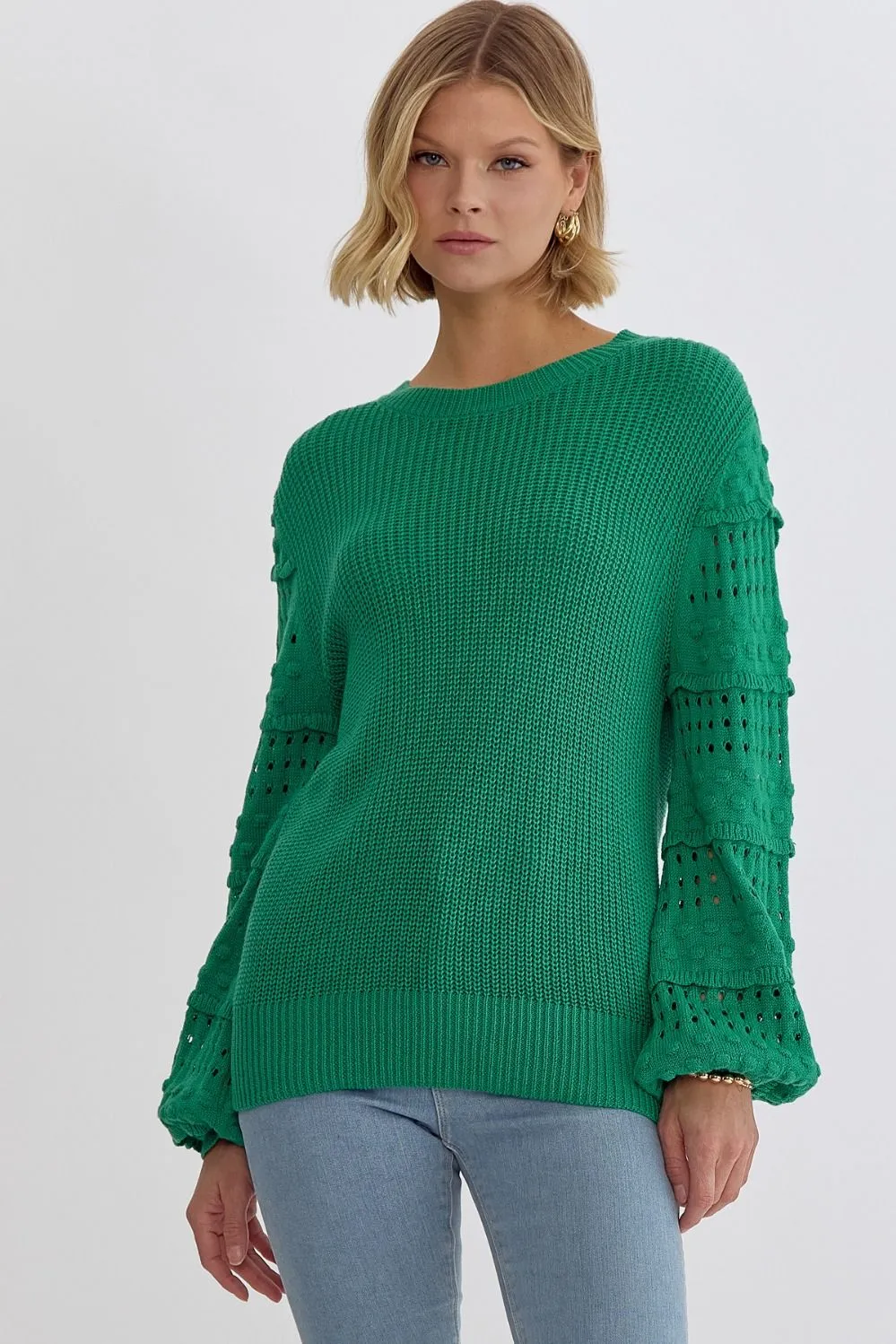 Love & Happiness Knit Sweater - Kelly Green