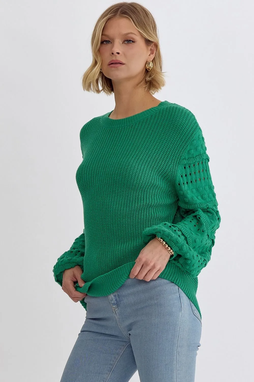 Love & Happiness Knit Sweater - Kelly Green