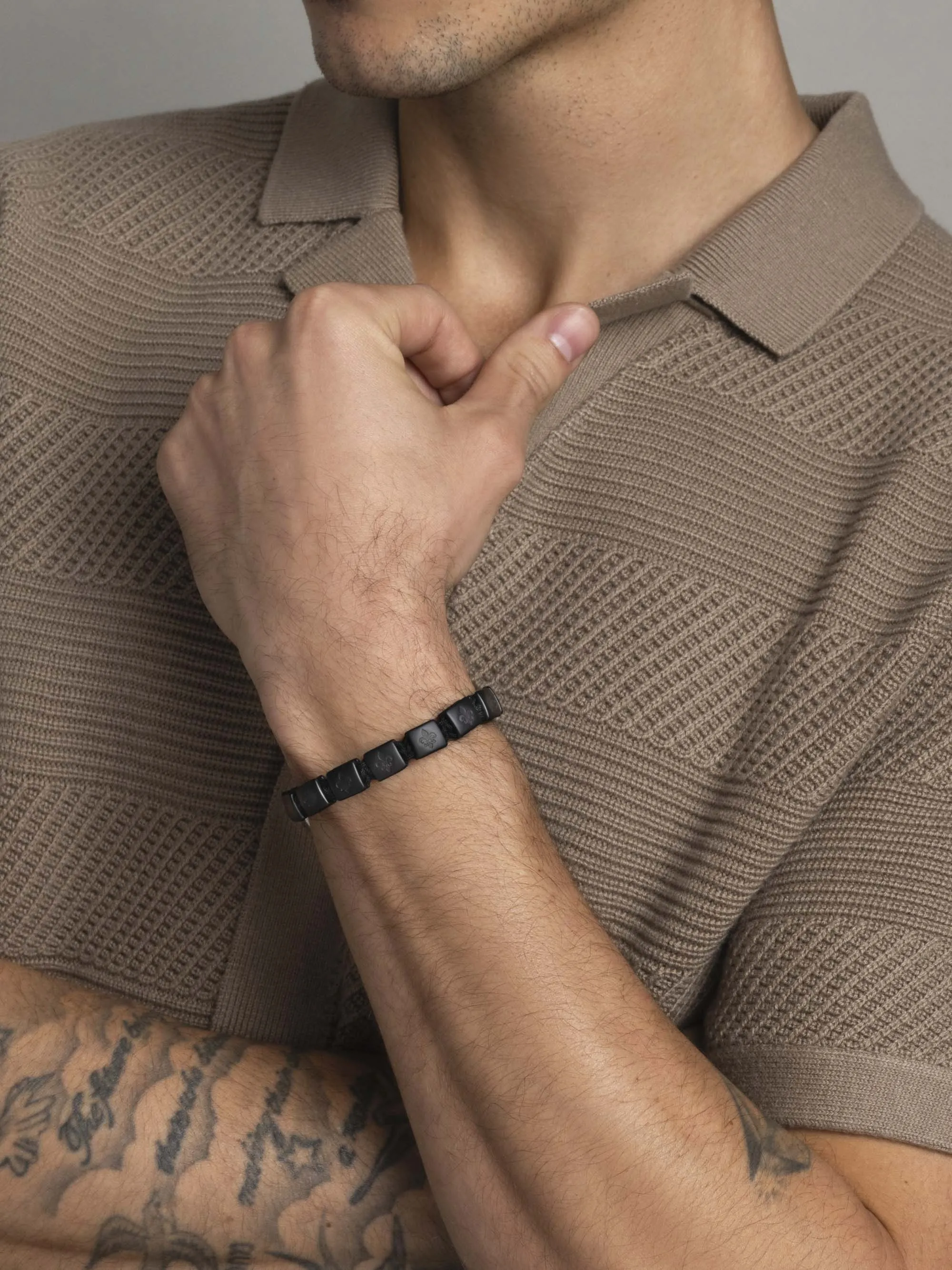 Men's Ceramic Flatbead Bracelet in Matte Black