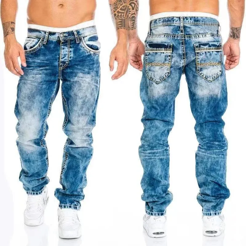 Men's Relaxed-Fit Stone Wash Denim Jeans