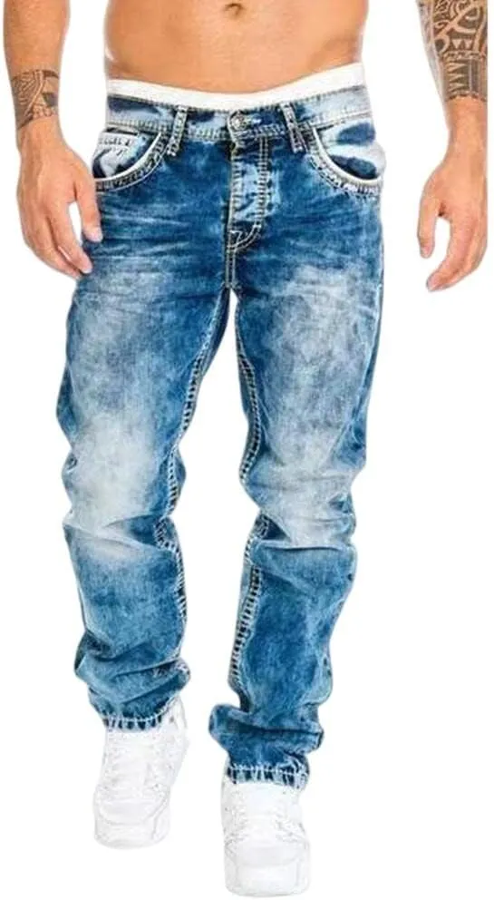 Men's Relaxed-Fit Stone Wash Denim Jeans