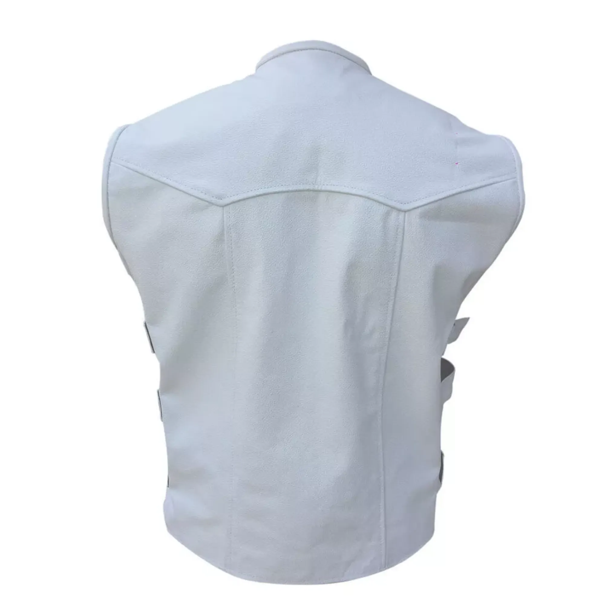 Mens White Leather Vest