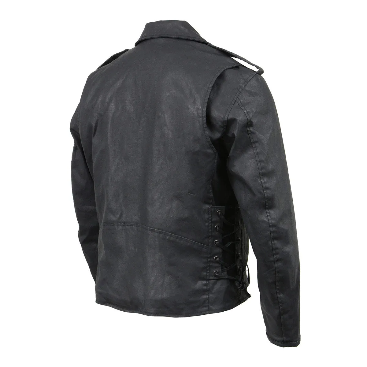 Milwaukee Leather MDM1020 Men's Black Classic 'Waxed' Motorcycle Denim Jacket with Armor