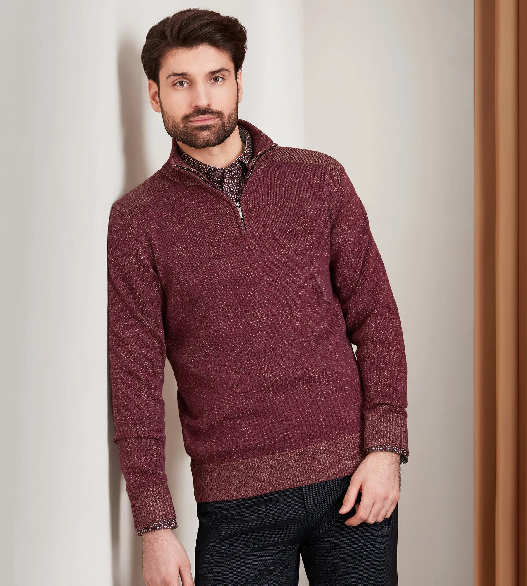 Modern Fit Long Sleeve Quarter-Zip Sweater