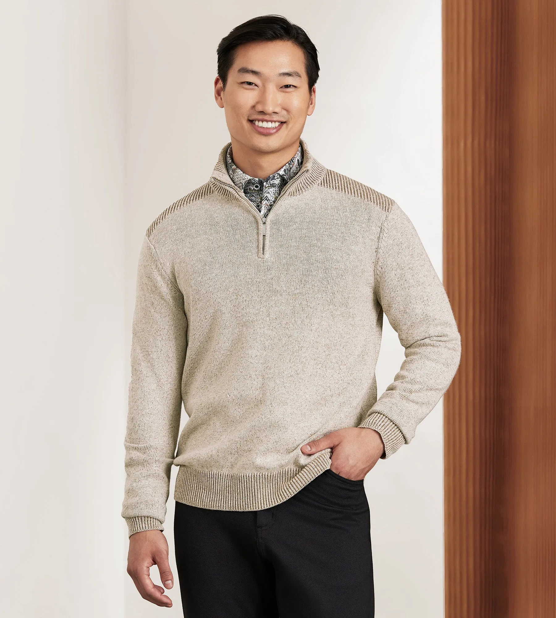 Modern Fit Long Sleeve Quarter-Zip Sweater