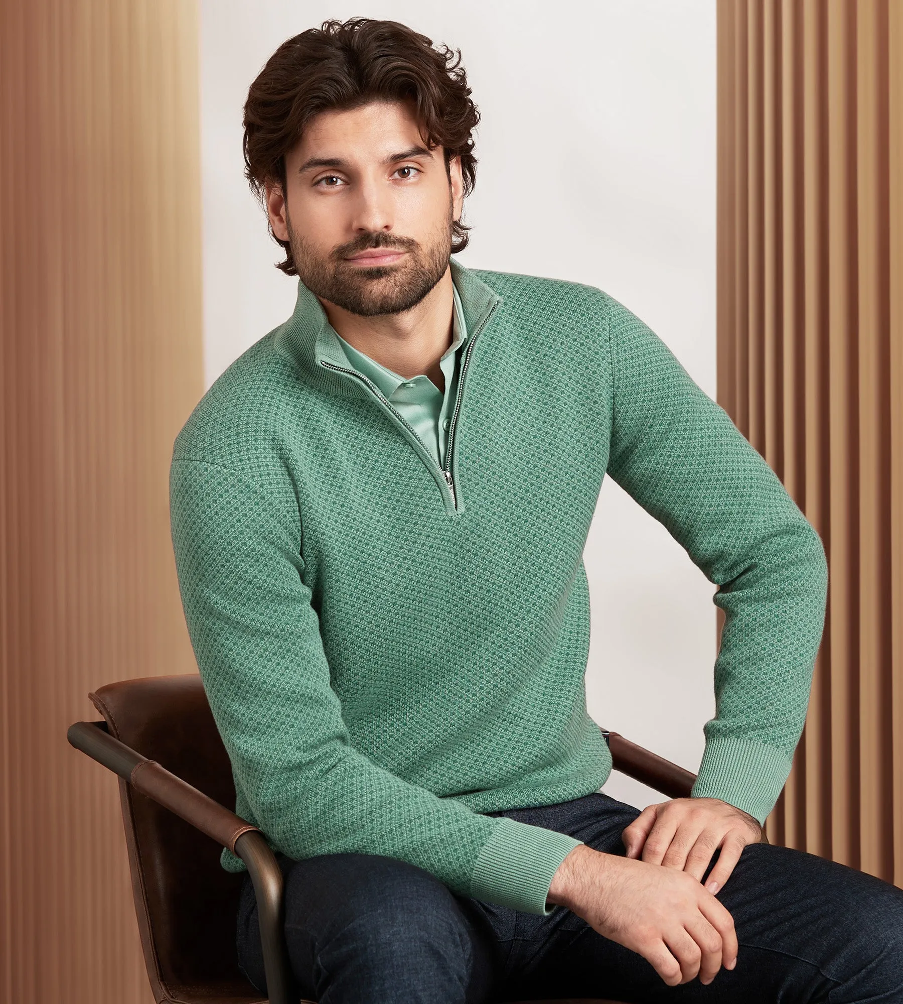 Modern Fit Long Sleeve Quarter-Zip Sweater