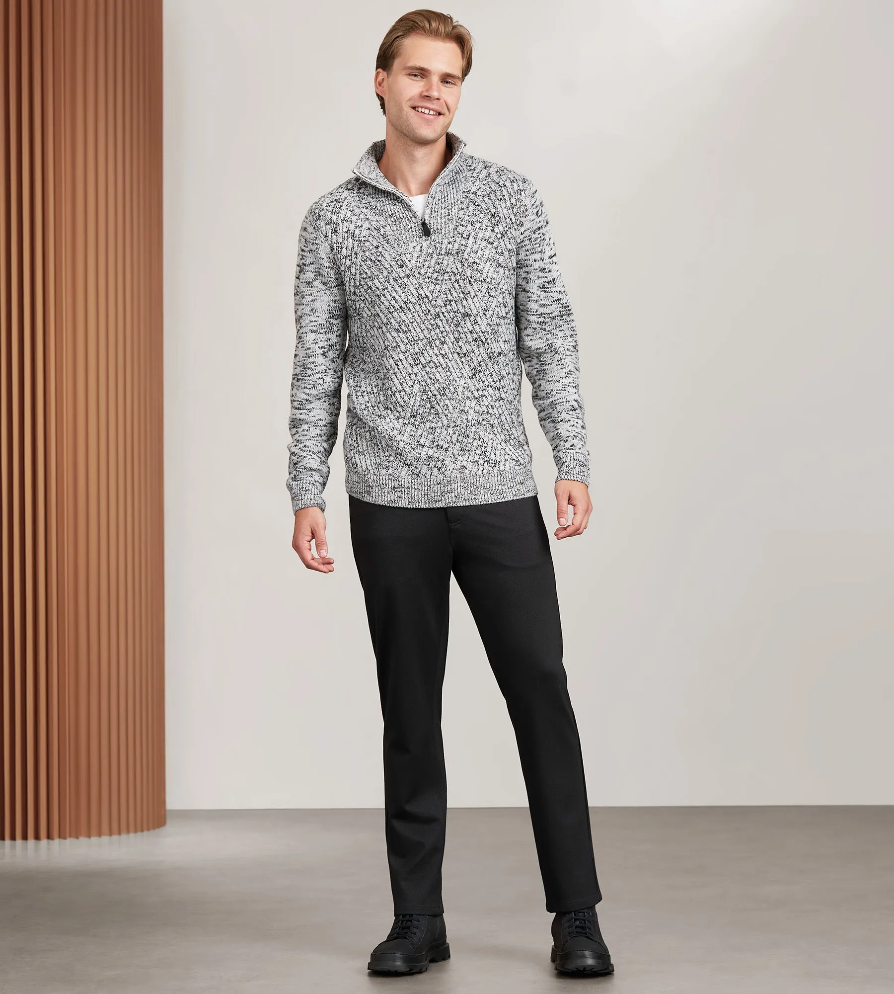 Modern Fit Long Sleeve Quarter-Zip Sweater