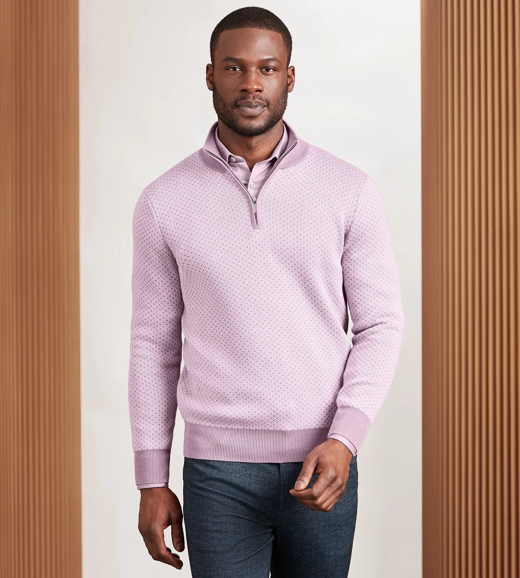 Modern Fit Long Sleeve Quarter-Zip Sweater