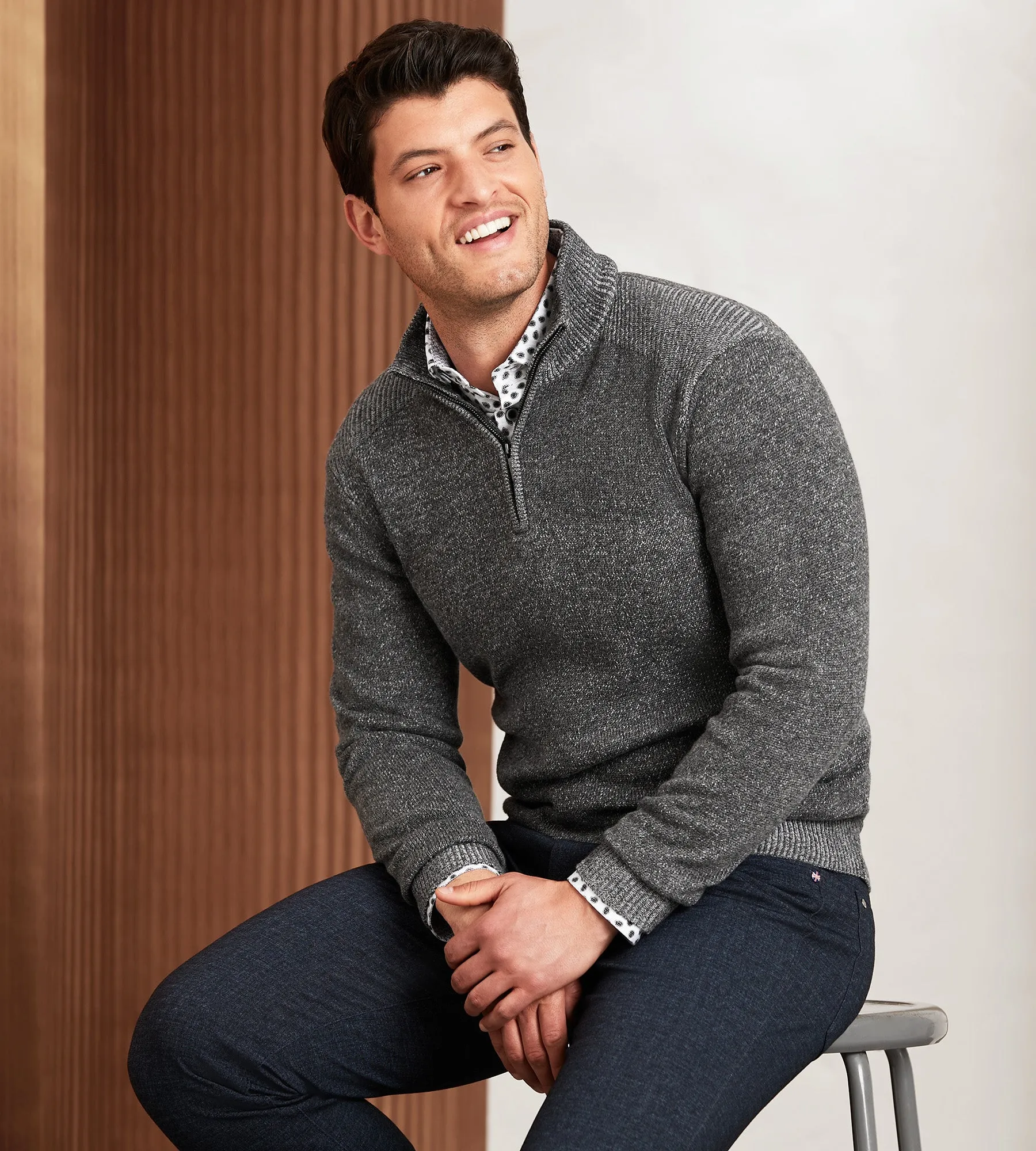 Modern Fit Long Sleeve Quarter-Zip Sweater