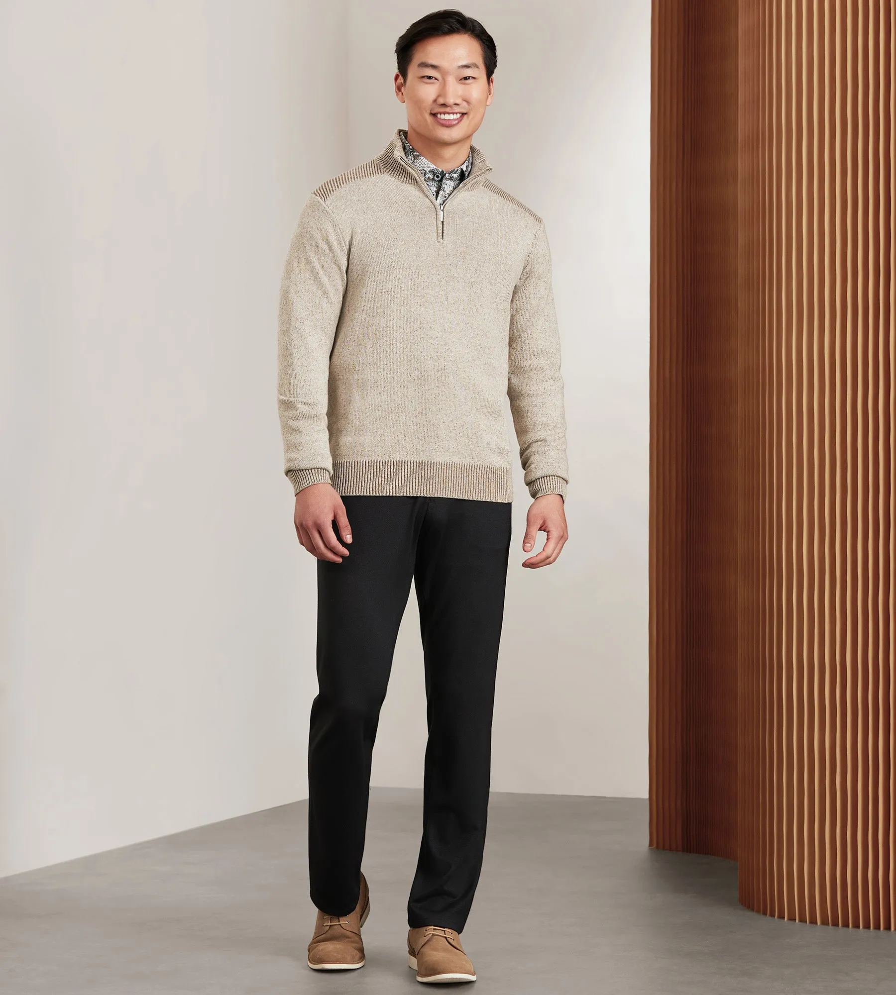 Modern Fit Long Sleeve Quarter-Zip Sweater