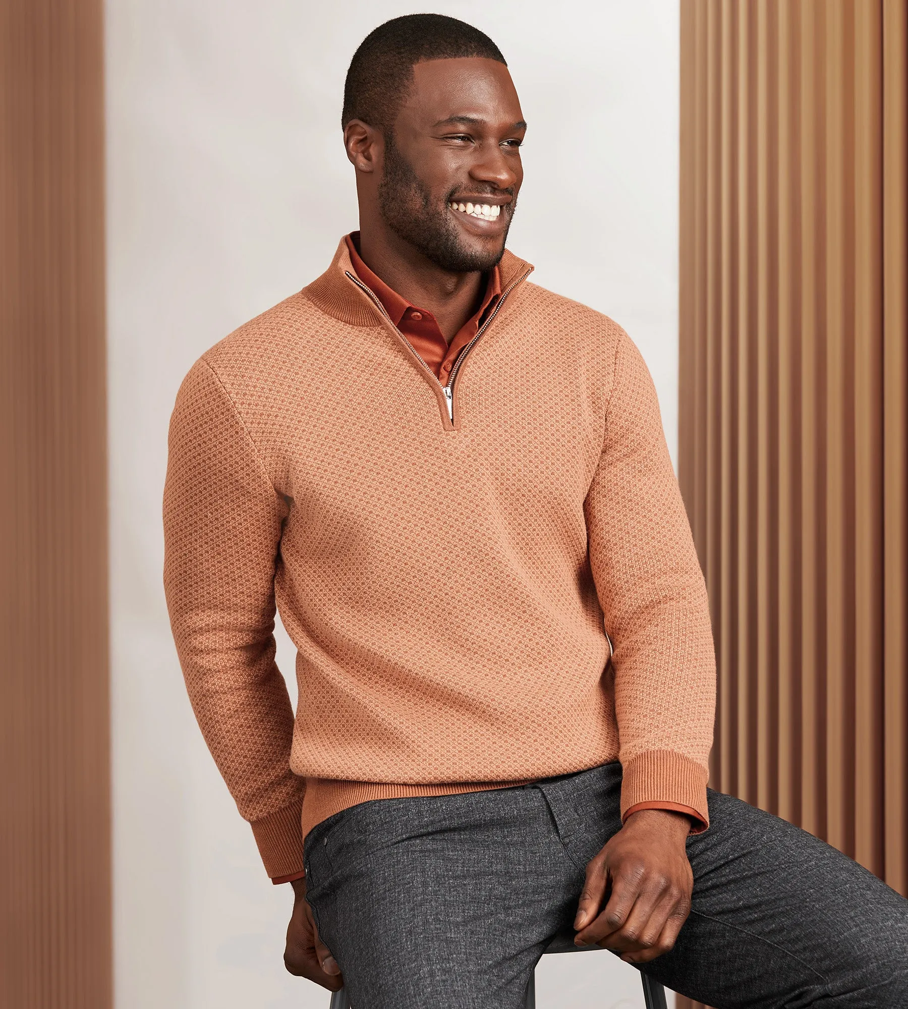 Modern Fit Long Sleeve Quarter-Zip Sweater