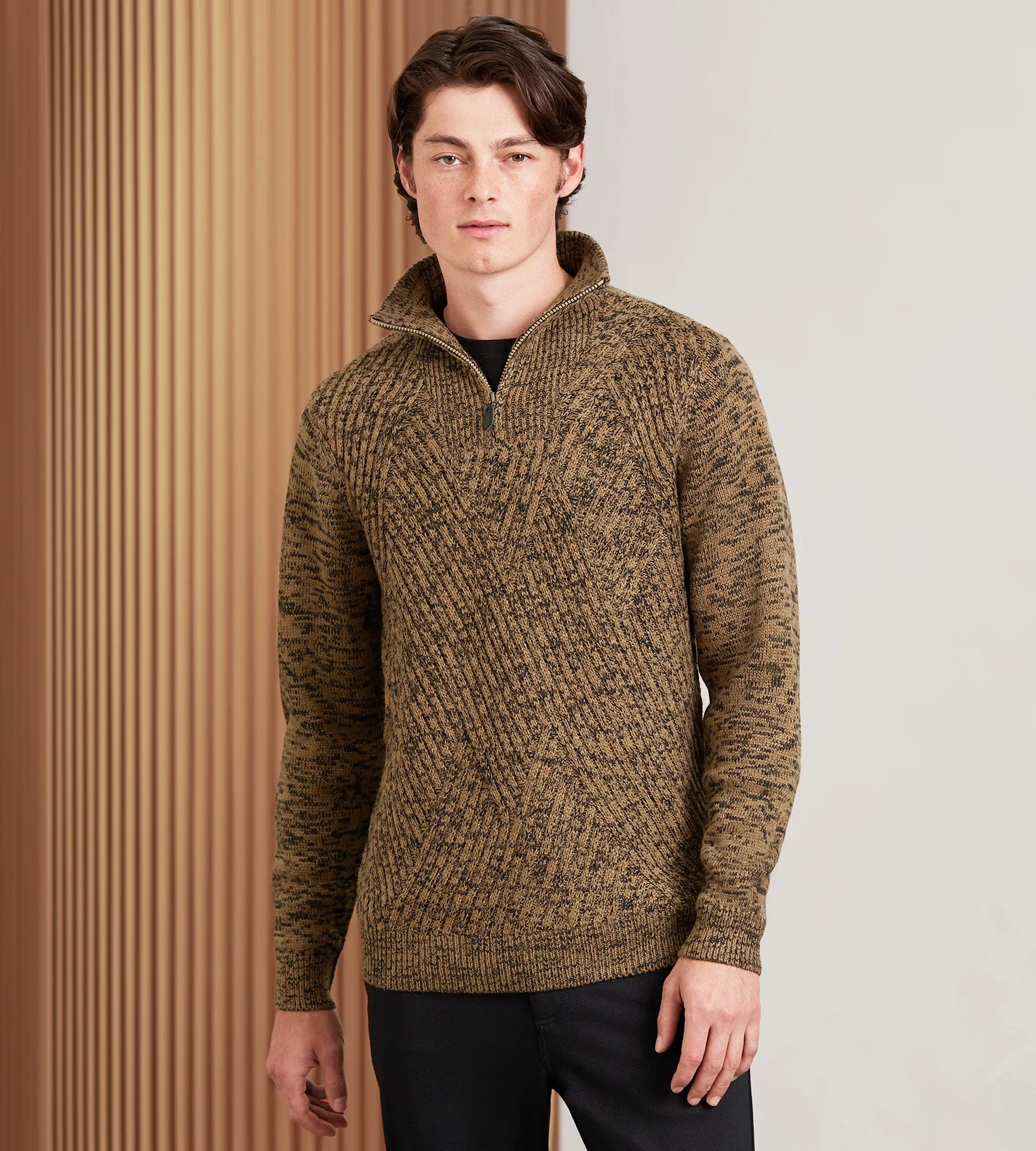 Modern Fit Long Sleeve Quarter-Zip Sweater