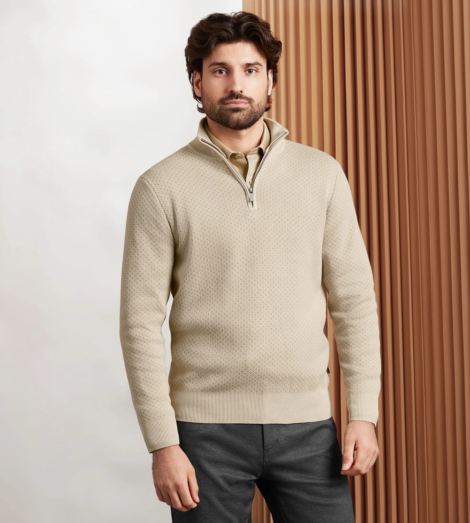 Modern Fit Long Sleeve Quarter-Zip Sweater