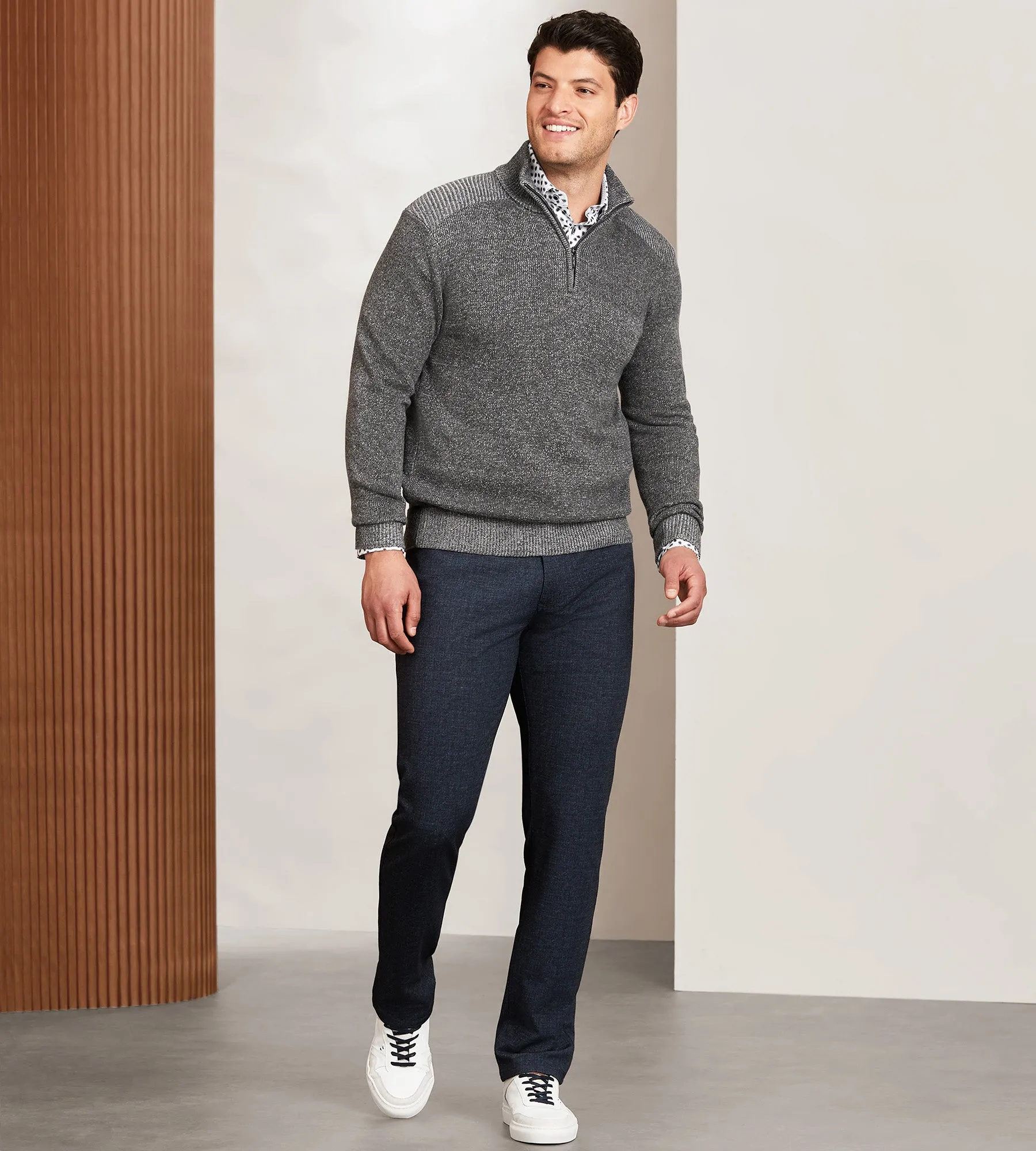 Modern Fit Long Sleeve Quarter-Zip Sweater