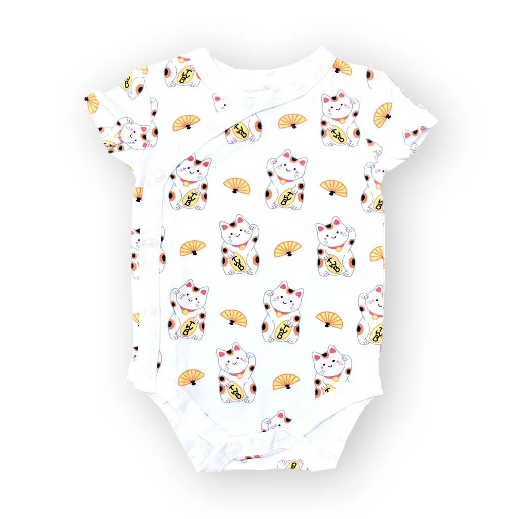 Mommy & Me Set Organic Cotton T-Shirt   Onesie - Lucky Cat Maneki Neko