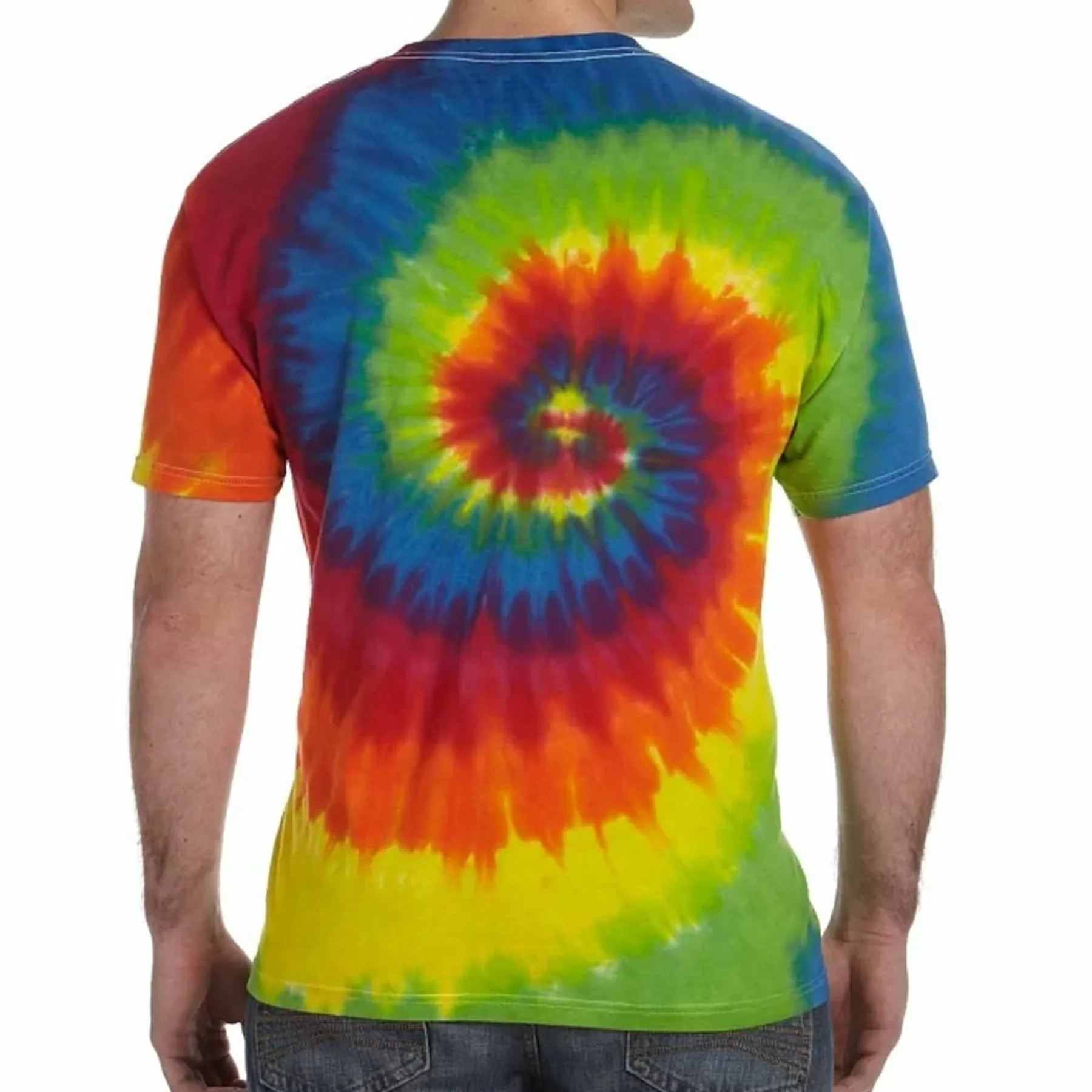 Rhino Tie Dye Reactive Rainbow Adult Tee