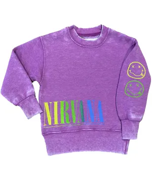 Rowdy Sprout Girls Nirvana Plum Crew Sweatshirt