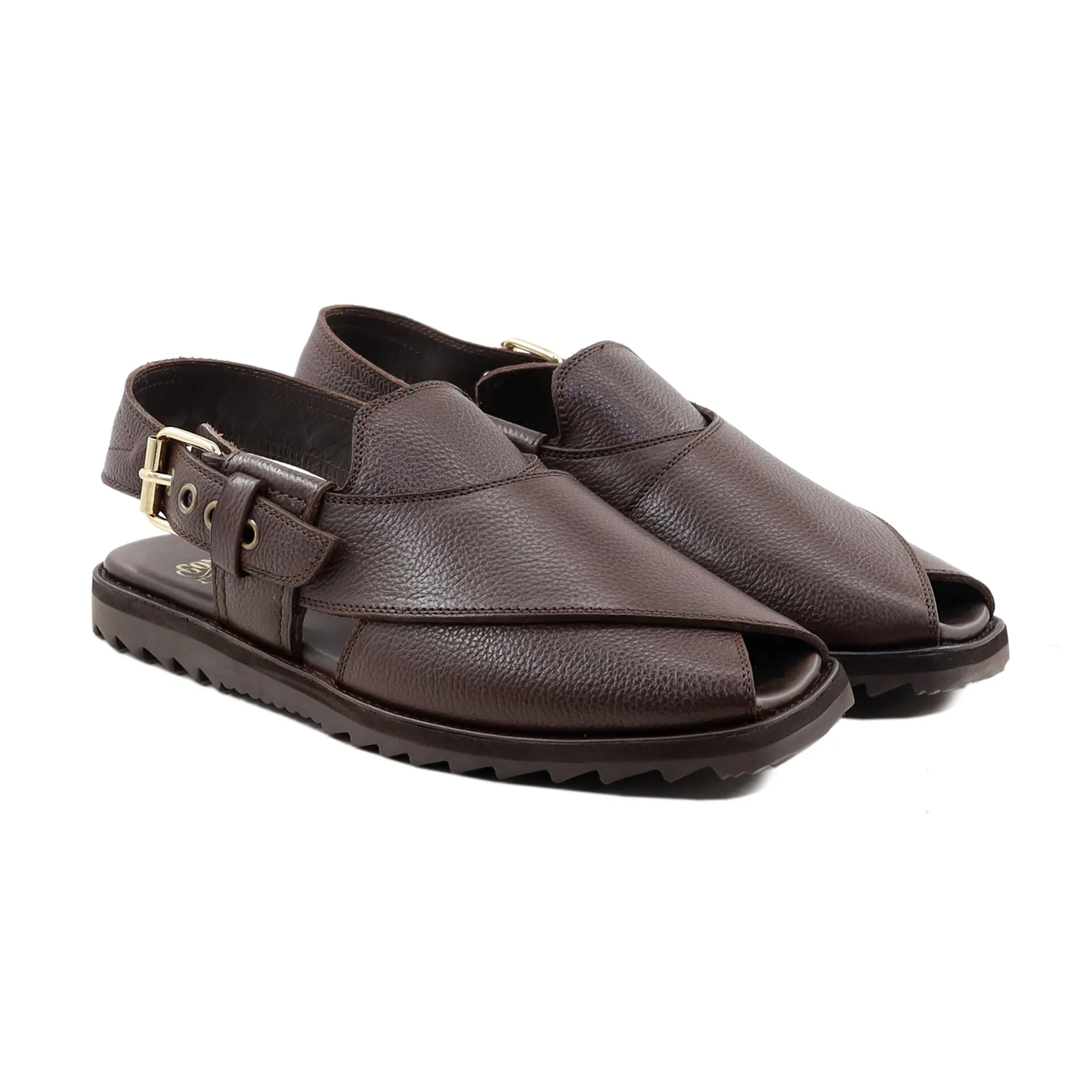 Shannel - Men's Dark Brown Pebble Grain Sandal