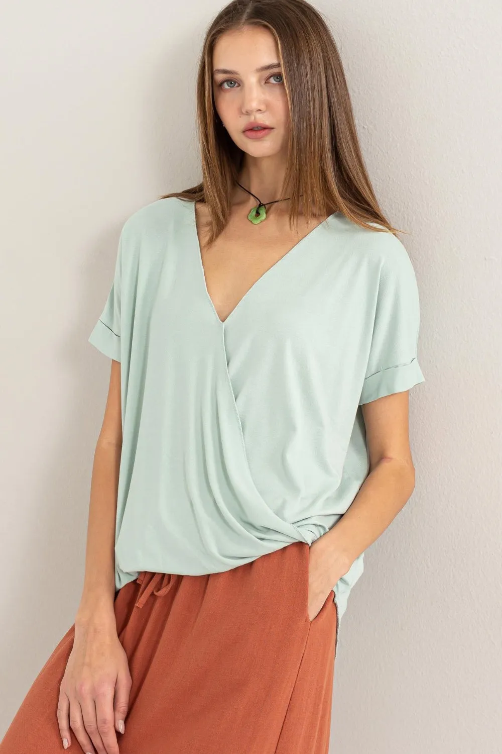 Short Sleeve Surplice Top