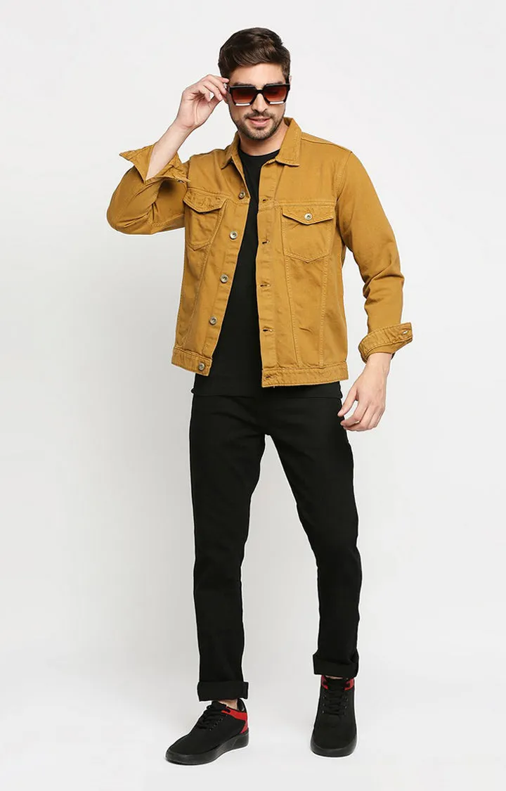 Spykar Men Beige Cotton Slim Fit Denim Jacket