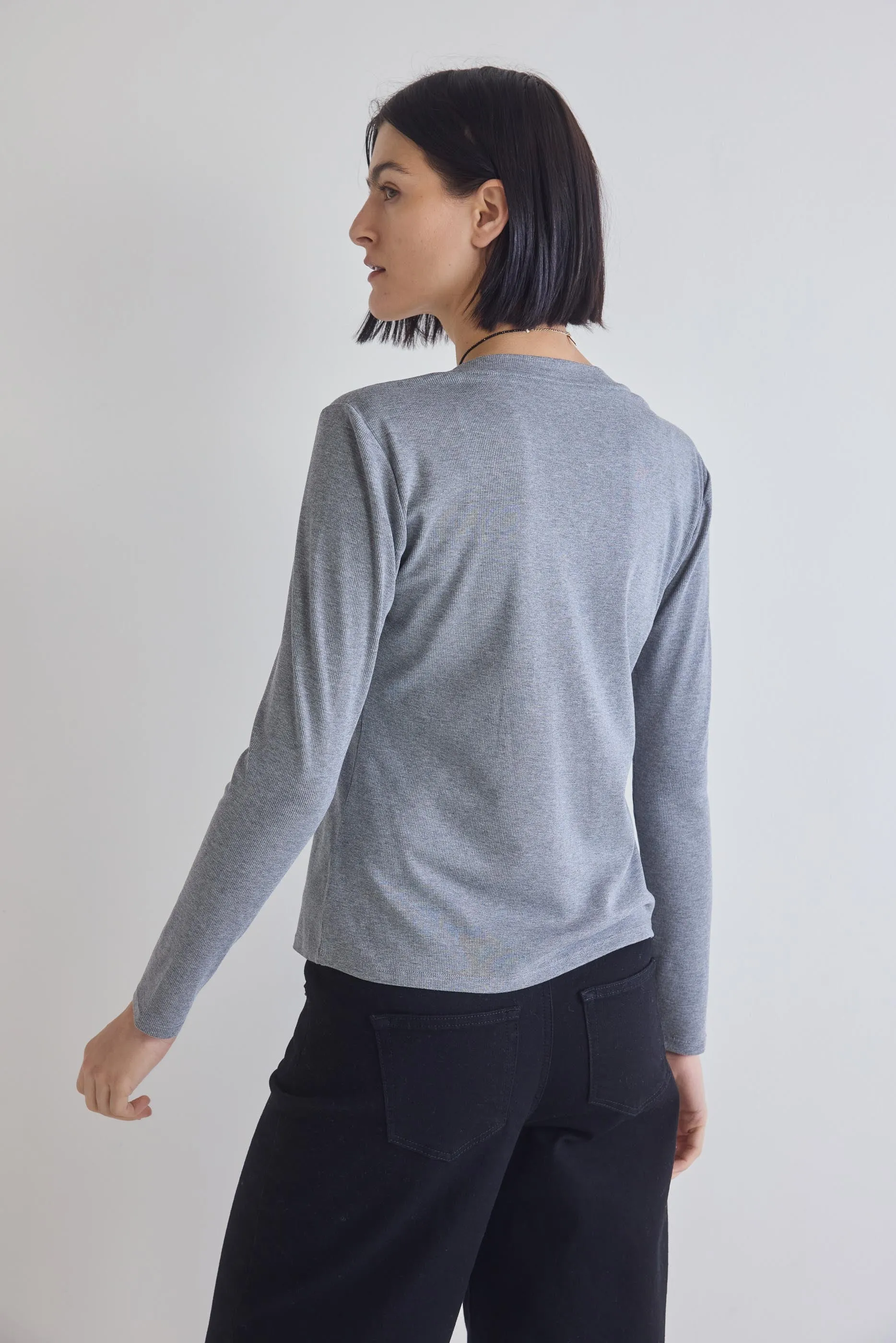 The Ribbed Long Sleeve V-Neck