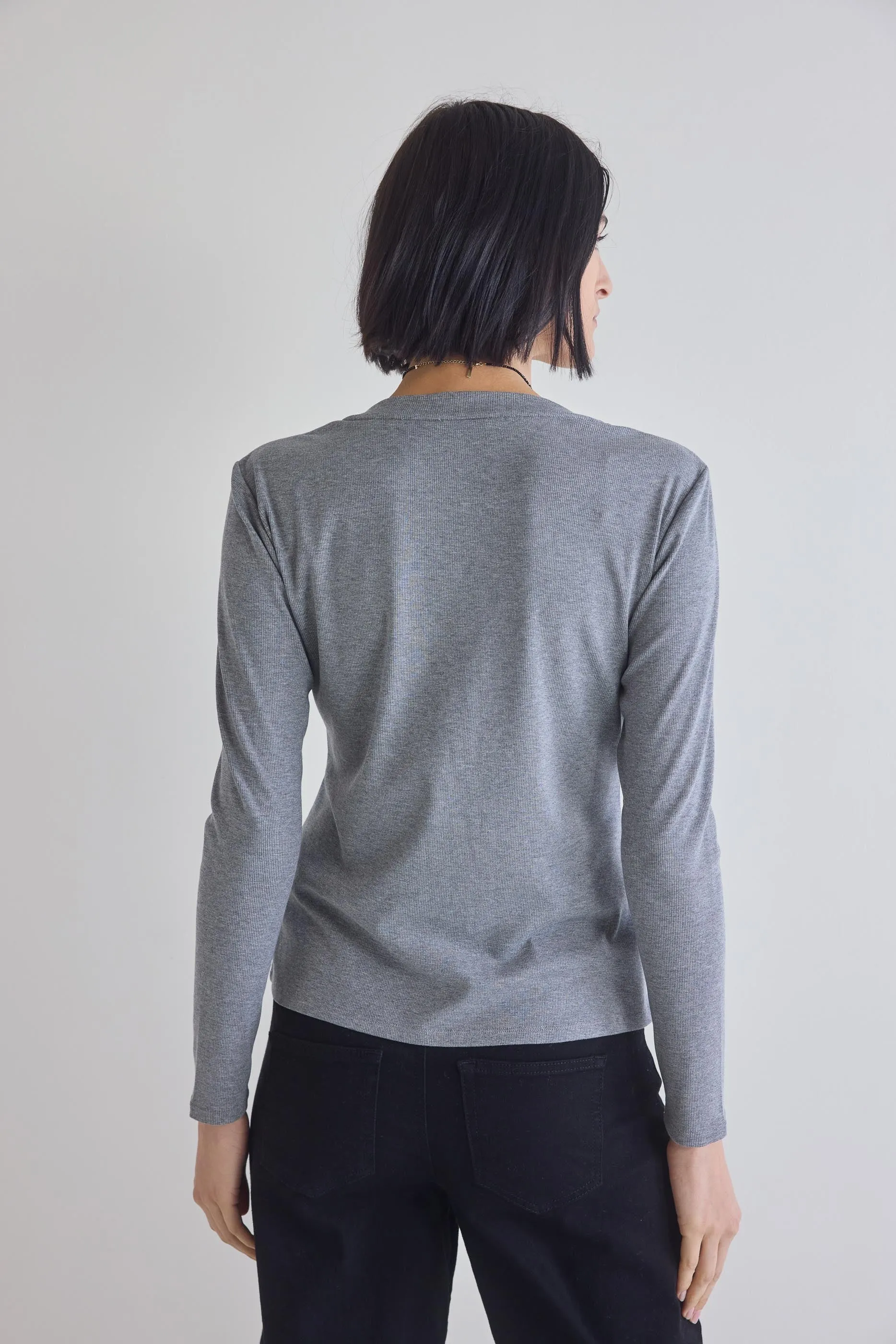 The Ribbed Long Sleeve V-Neck