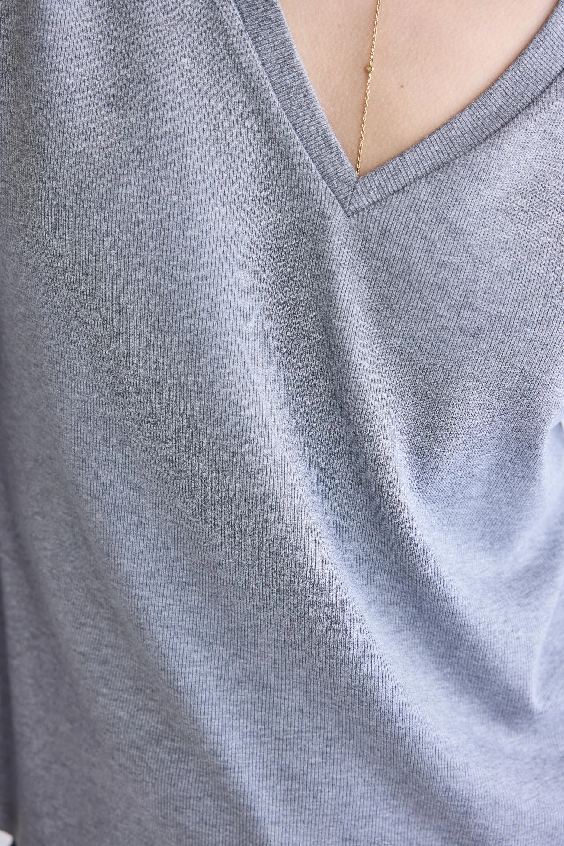 The Ribbed Long Sleeve V-Neck