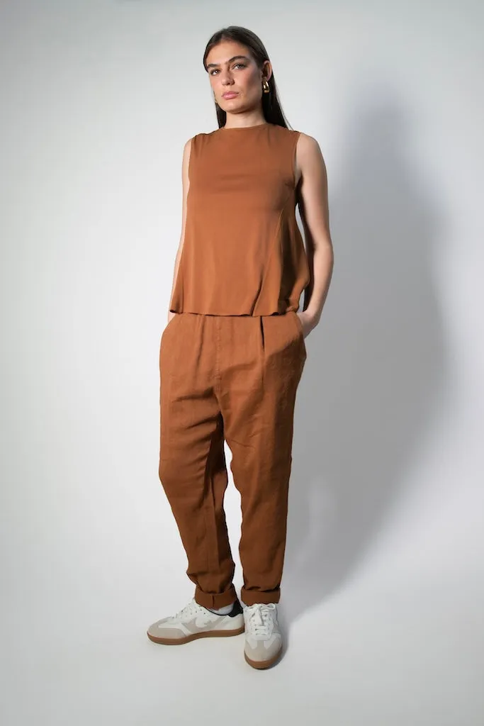 Transit Par Such Elasticated Slim Pant in Rust