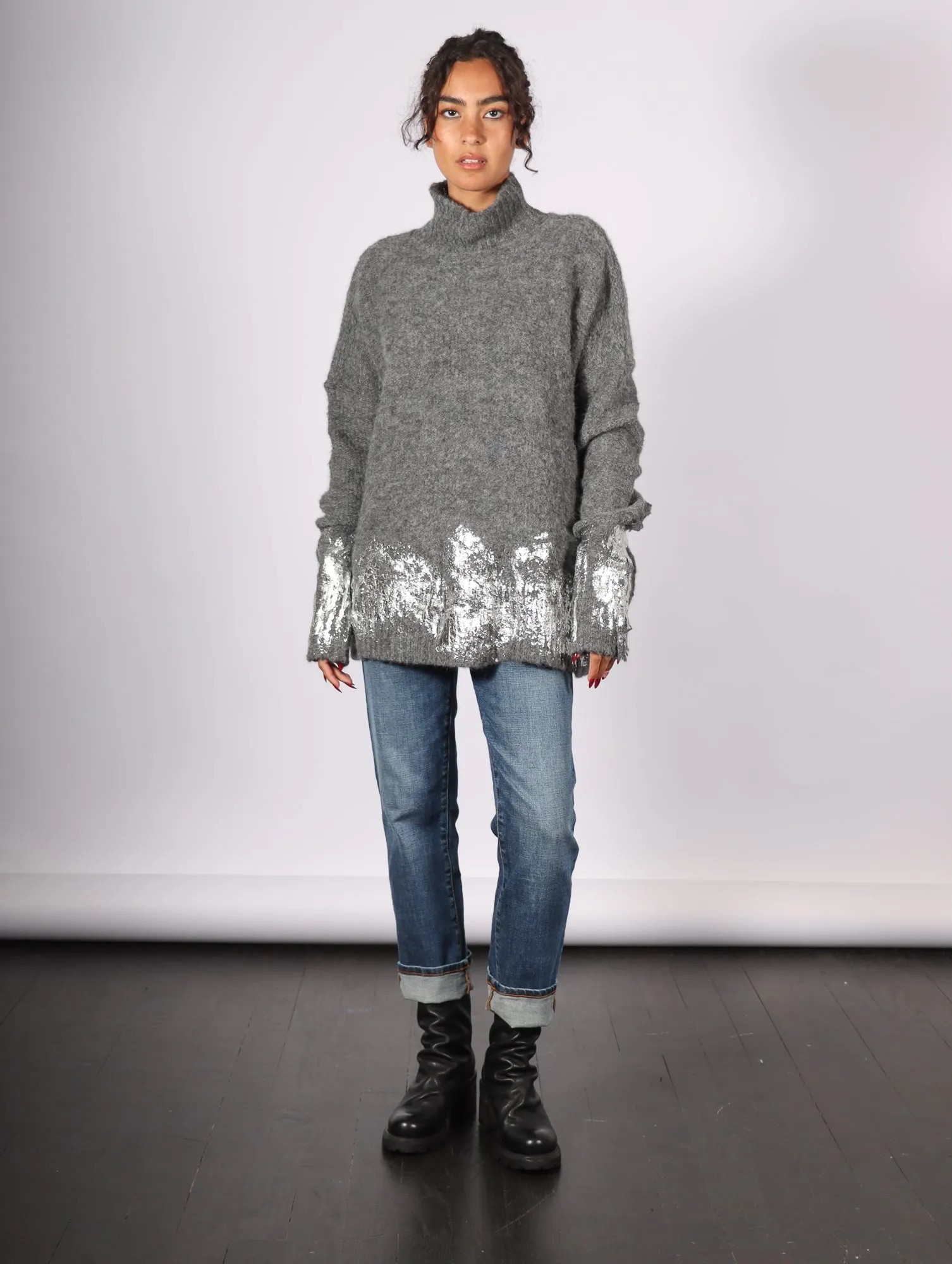 Turtleneck Sweater in Charcoal & Foil by Amano by Lorena Laing