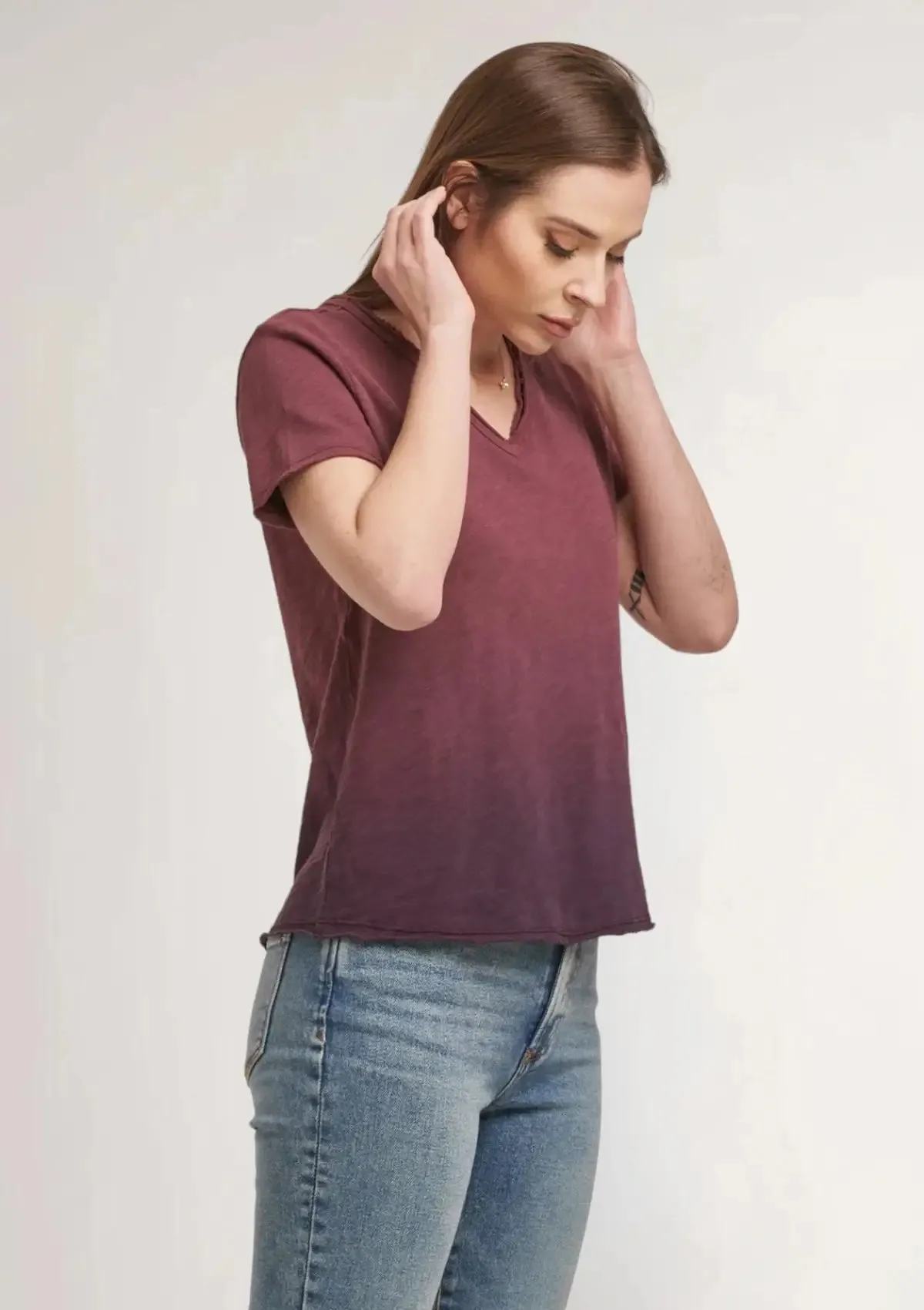 Vanya Short Sleeve Slub Tee - Dip Dye