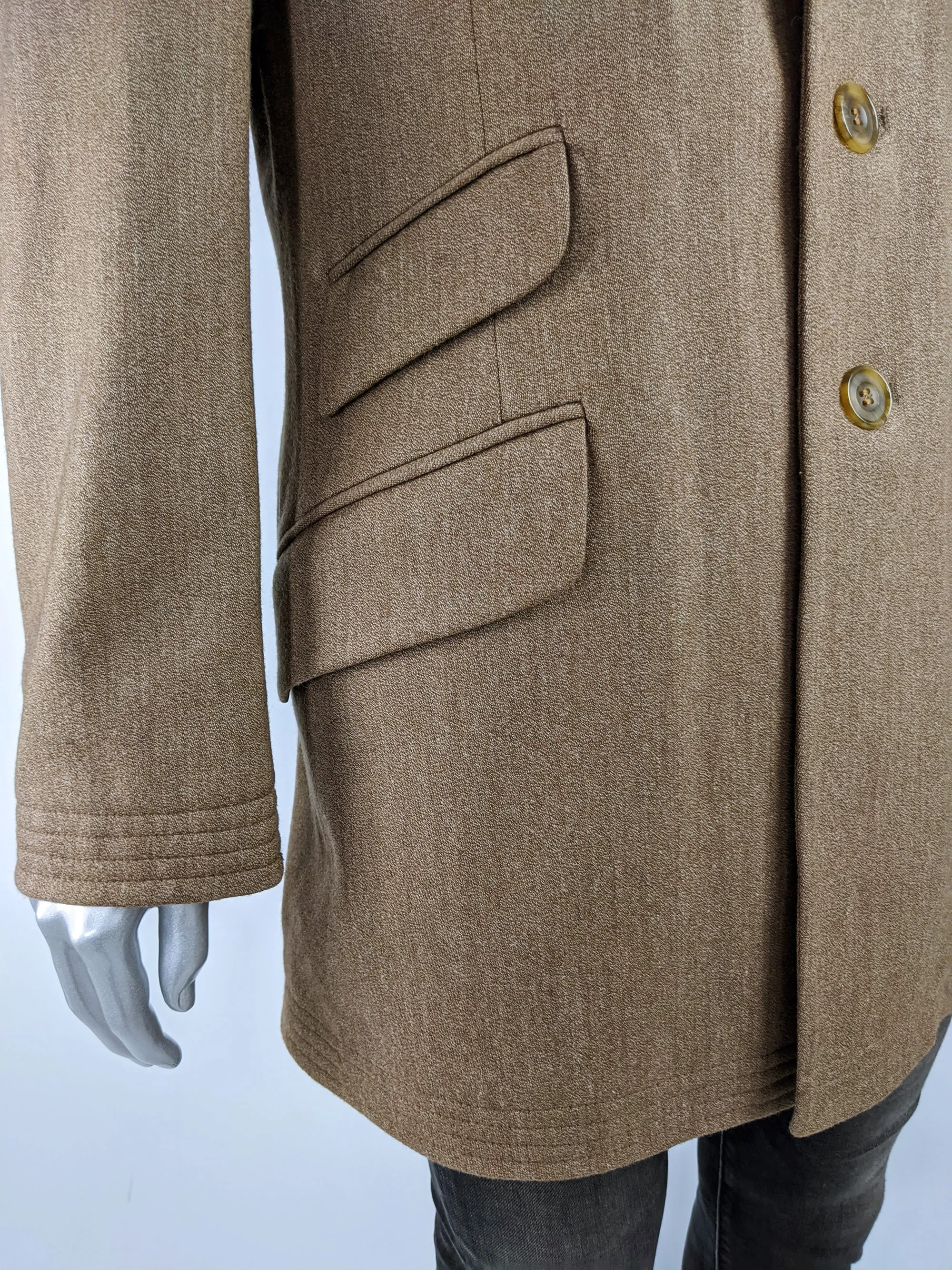 Vintage Mens Waxed Cotton Wool Tweed Coat, 1990s